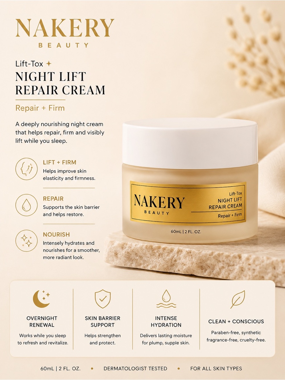 Nakery Lift-Tox Night Lift Repair Cream